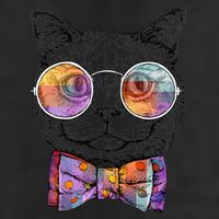Nerd Cat With Glasses and Bow Tie Cool Comfort Performance Bucket Hat