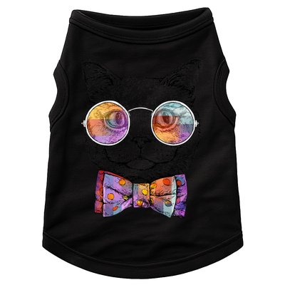 Nerd Cat With Glasses and Bow Tie Doggie Tank