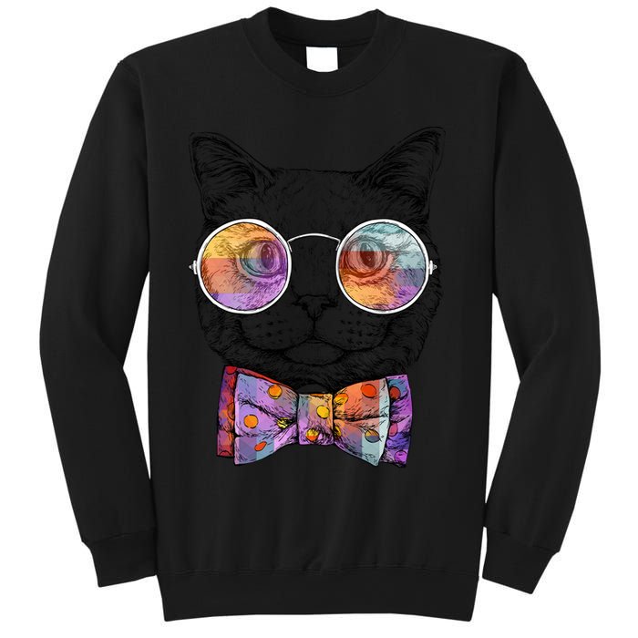 Nerd Cat With Glasses and Bow Tie Sweatshirt