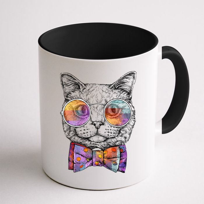 Nerd Cat With Glasses and Bow Tie Mug
