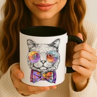 Nerd Cat With Glasses and Bow Tie Mug