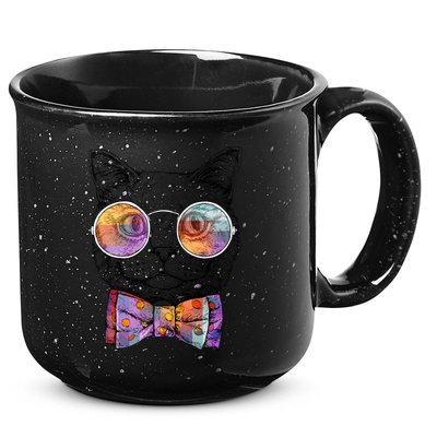 Nerd Cat With Glasses and Bow Tie 15oz Campfire Ceramic Mug