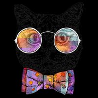 Nerd Cat With Glasses and Bow Tie Flat Bill Trucker Hat