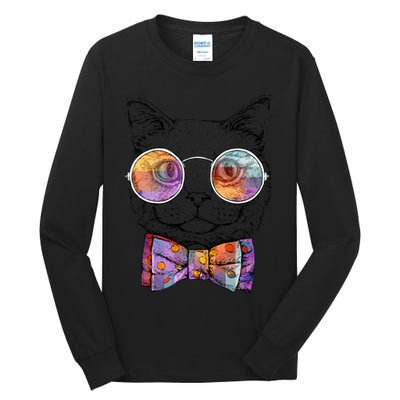 Nerd Cat With Glasses and Bow Tie Tall Long Sleeve T-Shirt