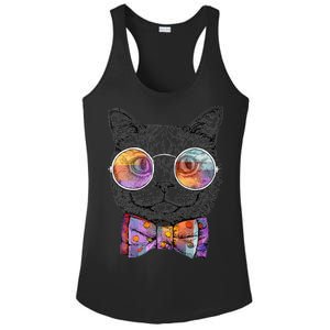 Nerd Cat With Glasses and Bow Tie Ladies PosiCharge Competitor Racerback Tank