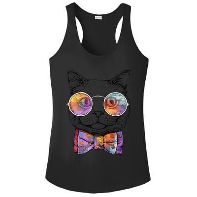 Nerd Cat With Glasses and Bow Tie Ladies PosiCharge Competitor Racerback Tank