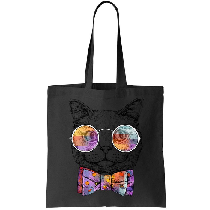 Nerd Cat With Glasses and Bow Tie Bag
