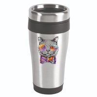 Nerd Cat With Glasses and Bow Tie 16oz Travel Tumbler