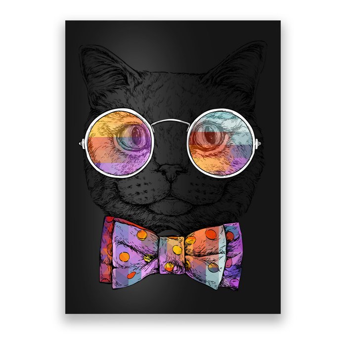 Nerd Cat With Glasses and Bow Tie Poster