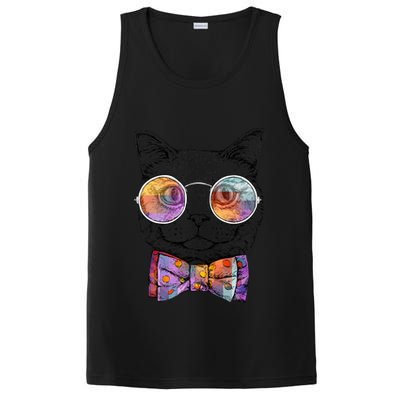 Nerd Cat With Glasses and Bow Tie PosiCharge Competitor Tank