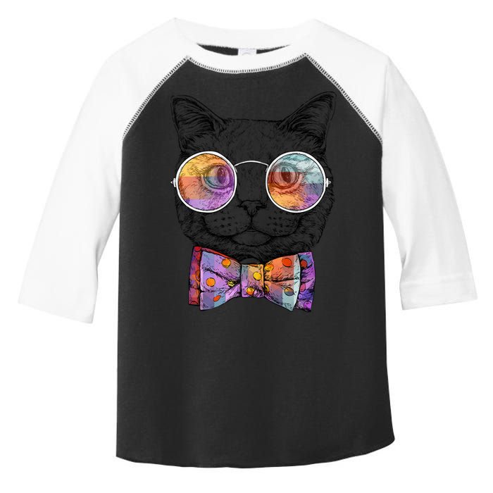 Nerd Cat With Glasses and Bow Tie Toddler Fine Jersey T-Shirt