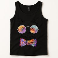 Nerd Cat With Glasses and Bow Tie Tank Top