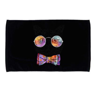 Nerd Cat With Glasses and Bow Tie Microfiber Hand Towel