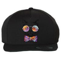 Nerd Cat With Glasses and Bow Tie Wool Snapback Cap