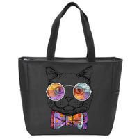 Nerd Cat With Glasses and Bow Tie Zip Tote Bag