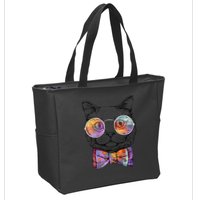 Nerd Cat With Glasses and Bow Tie Zip Tote Bag