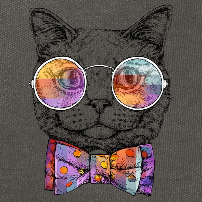 Nerd Cat With Glasses and Bow Tie Cotton Canvas Backpack