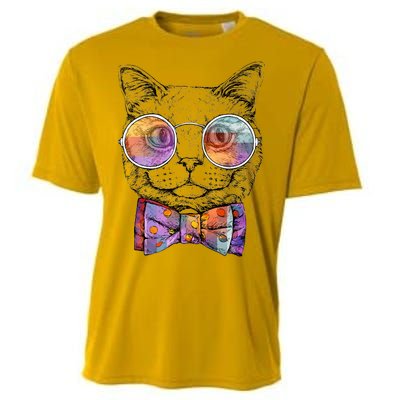 Nerd Cat With Glasses and Bow Tie Cooling Performance Crew T-Shirt