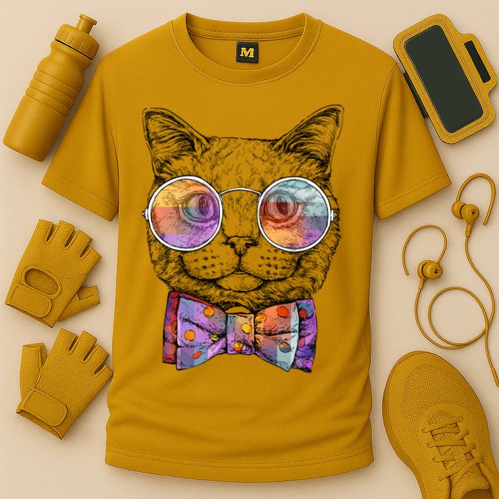 Nerd Cat With Glasses and Bow Tie Cooling Performance Crew T-Shirt