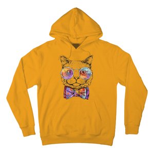 Nerd Cat With Glasses and Bow Tie Hoodie