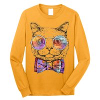 Nerd Cat With Glasses and Bow Tie Long Sleeve Shirt