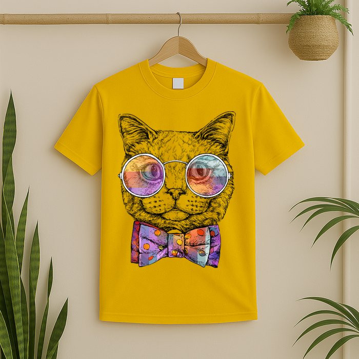 Nerd Cat With Glasses and Bow Tie T-Shirt