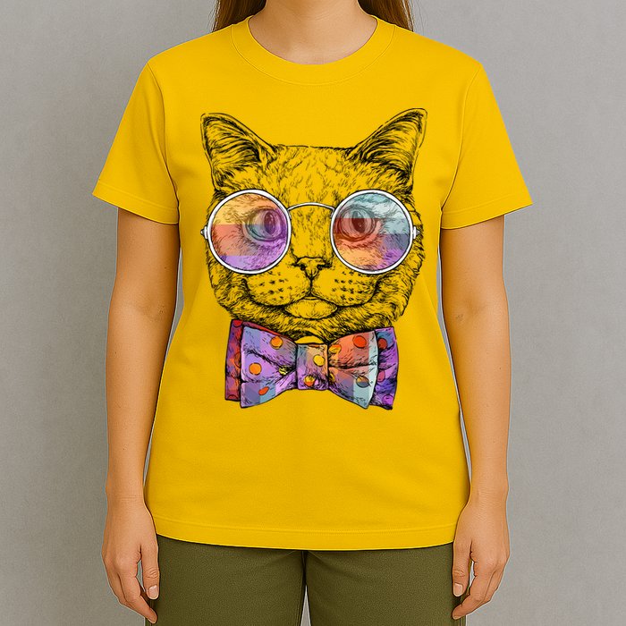 Nerd Cat With Glasses and Bow Tie T-Shirt