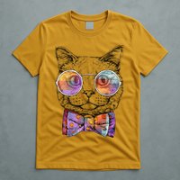 Nerd Cat With Glasses and Bow Tie T-Shirt