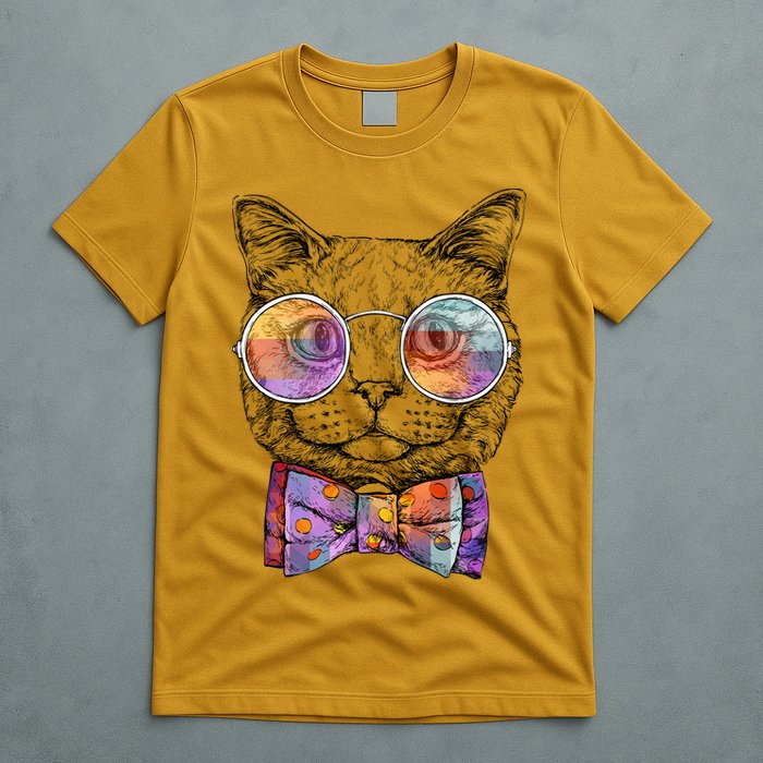 Nerd Cat With Glasses and Bow Tie T-Shirt
