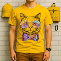 Nerd Cat With Glasses and Bow Tie T-Shirt