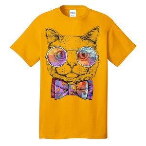 Nerd Cat With Glasses and Bow Tie Tall T-Shirt