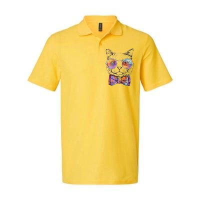 Nerd Cat With Glasses and Bow Tie Softstyle Adult Sport Polo