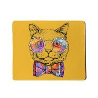 Nerd Cat With Glasses and Bow Tie Mousepad