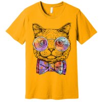 Nerd Cat With Glasses and Bow Tie Premium T-Shirt