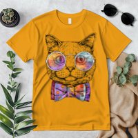 Nerd Cat With Glasses and Bow Tie Premium T-Shirt