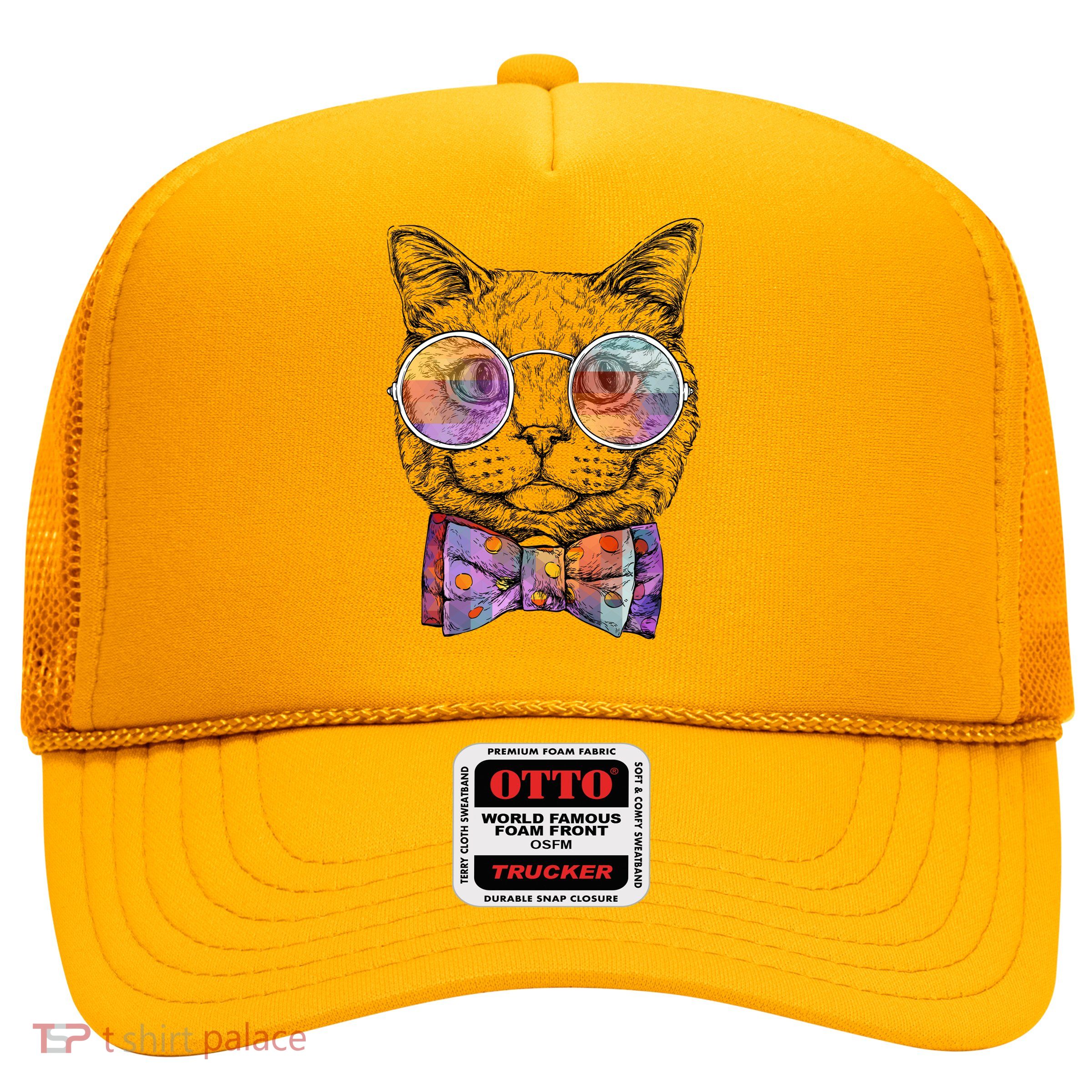 Nerd Cat With Glasses and Bow Tie Trucker Hat