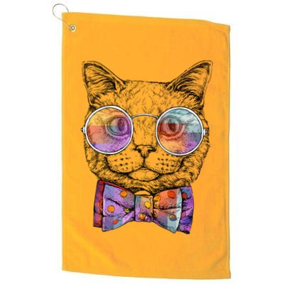 Nerd Cat With Glasses and Bow Tie Golf Towel