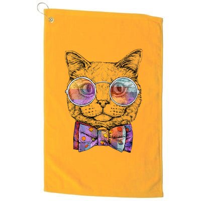 Nerd Cat With Glasses and Bow Tie Platinum Collection Golf Towel