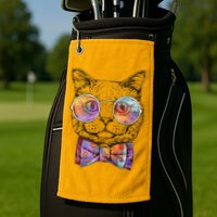 Nerd Cat With Glasses and Bow Tie Golf Towel