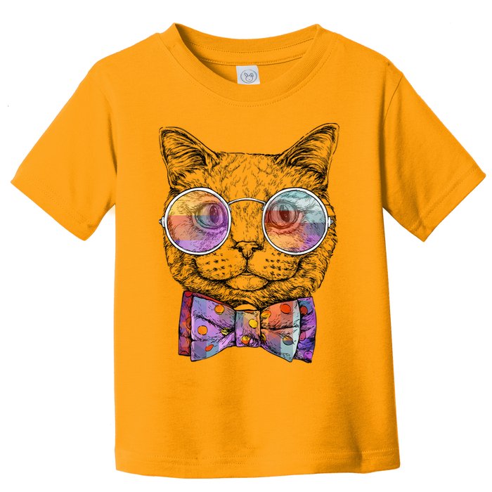 Nerd Cat With Glasses and Bow Tie Toddler T-Shirt