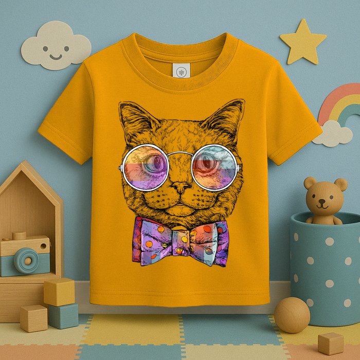 Nerd Cat With Glasses and Bow Tie Toddler T-Shirt