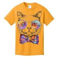 Nerd Cat With Glasses and Bow Tie Kids T-Shirt