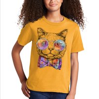 Nerd Cat With Glasses and Bow Tie Kids T-Shirt