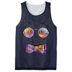 Nerd Cat With Glasses and Bow Tie Mesh Reversible Basketball Jersey Tank