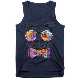 Nerd Cat With Glasses and Bow Tie Tank Top