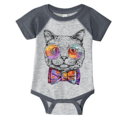 Nerd Cat With Glasses and Bow Tie Infant Baby Jersey Bodysuit