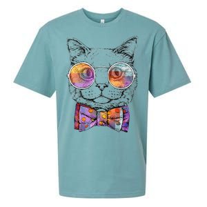 Nerd Cat With Glasses and Bow Tie Sueded Cloud Jersey T-Shirt