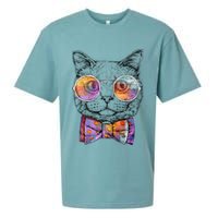 Nerd Cat With Glasses and Bow Tie Sueded Cloud Jersey T-Shirt