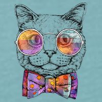 Nerd Cat With Glasses and Bow Tie Sueded Cloud Jersey T-Shirt