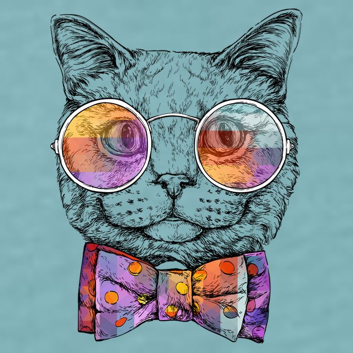Nerd Cat With Glasses and Bow Tie Sueded Cloud Jersey T-Shirt